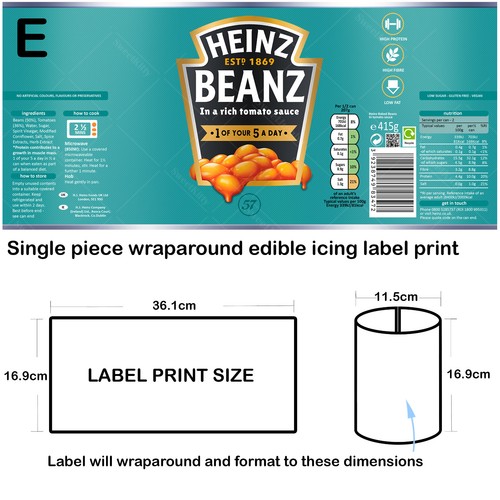 Heinz Baked Beans Beanz Full Label Cake Topper Personalised Edible Icing - Picture 9 of 10