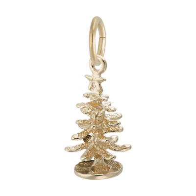 Kleiner immergrüner Baum Charm von Rembrandt 10K oder 14K Gold oder Sterlingsilber