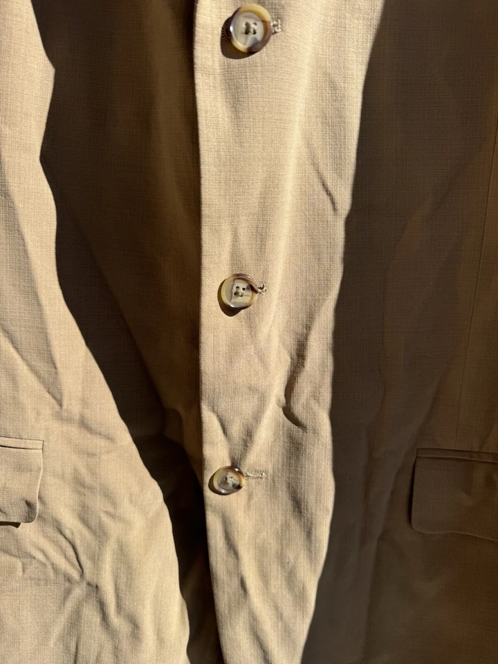 Abrigo deportivo Meeting Street para hombre 44 R Blazer caqui claro tostado 100 % seda Foto 2 de 4