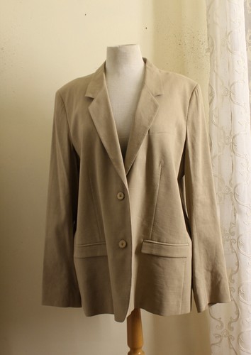 NWT Ellen Tracy Sz 16 XL $395 Lux Linen Khaki Quality Blazer Jacket - Picture 7 of 7