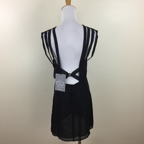 NWT DOUBLE IN BRASS by The Lake & Stars Blk Chiffon Strappy Slip Dress sz Small - Picture 10 of 12