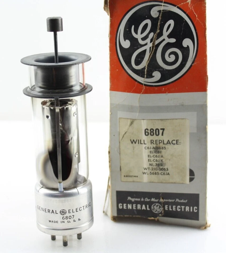 Nueva Cantidad 1 GE 6807 4 pines UX4 Tiratrón Tapa Superior D Side Getter Hecho en EE. UU. Tubo NOS Foto 2 de 4