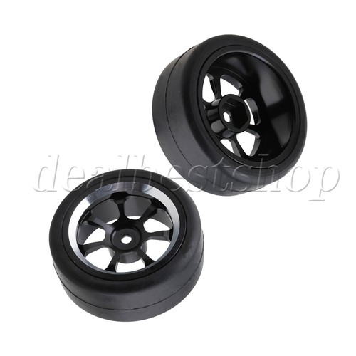 4 x RC Rubber Tire 7-Spoke Alloy Wheel Rims for RC1:10 On-road Car Black - Picture 6 of 9