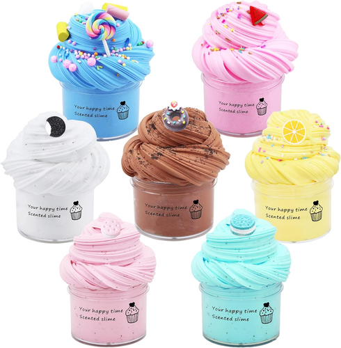 7 Pack Cake Butter Slime Kits, Soft and Non-Sticky Slime Kit Party Favors for Gi