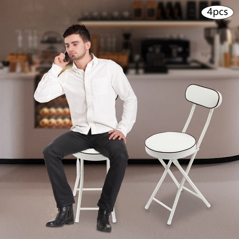 Portable Folding Kitchen Dining Chair 4pcs Upholstered Counter Stool Bar Stool - Image 4 of 4