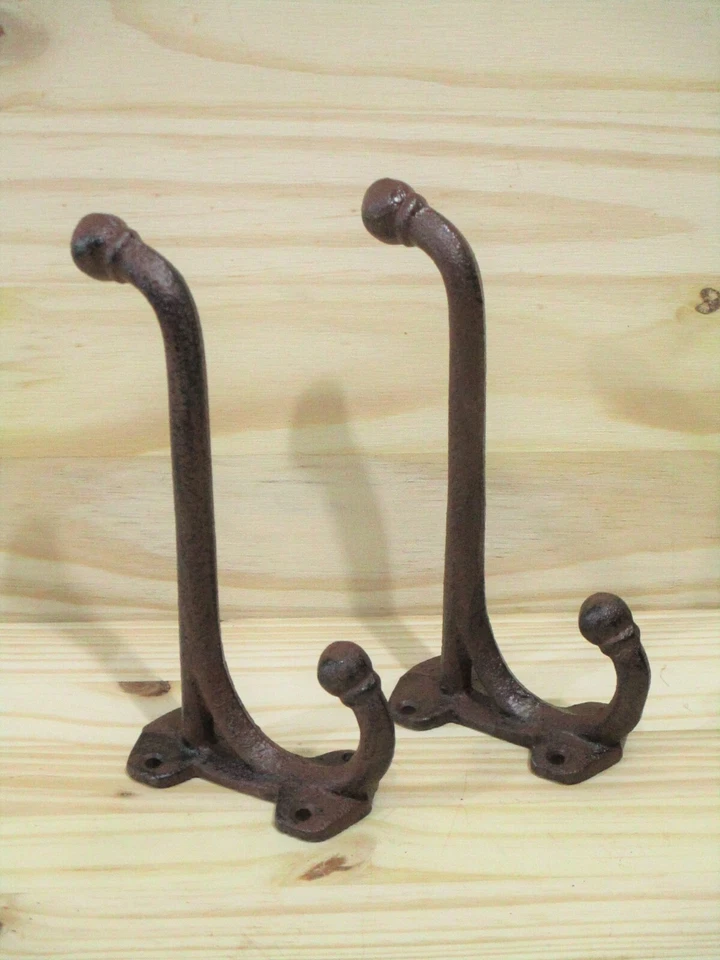 4 LARGE HARNESS HOOKS RACK COAT HAT RUSTIC CAST IRON BARN HEAVY DUTY 7 1/2" LONG - Image 3 of 4