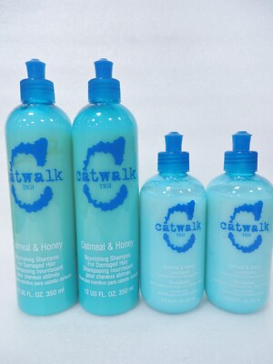 TIGI CATWALK OATMEAL & HONEY SHAMPOO 12 OZ/ CONDITIONER 8.45 OZ (4 Bottles)