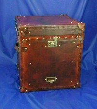 English Leather Trunk Handmade Leather Occasional Side Table Chests Trunk