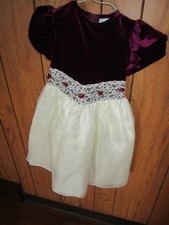 RARE EDITIONS DRESSY BURGUNDY-POLYESTER  NYLON DRESS SZ.5 OR 6