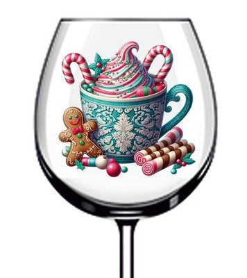 12x bunte Weihnachten heiße Schokolade Tasse Vinyl Aufkleber Abziehbild Weinglas Flasche