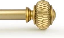 KNOBWELL Window Treatment Single Curtain Rod Set Brass, 1 Inch Diameter... 