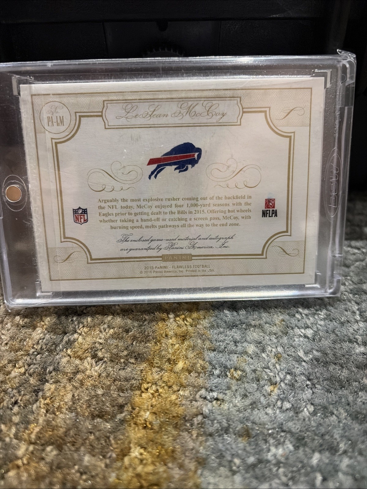 2015 Flawless Football LeSean McCoy Game Used Patch Auto /10 view 2