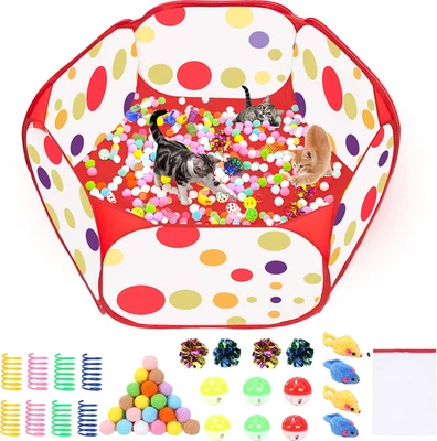 FOOIND Cat Ball Pit for Cats, Include 226 Pcs Interactive Cat Toy for Indoor Kittens, C