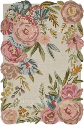 PINK PEONY FLORAL AREA RUG