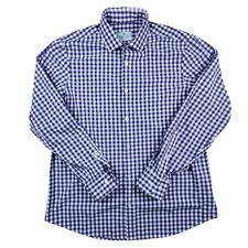 Mizzen Main Dress Shirt Mens Large Purple Gingham Spread Collar Non-Iron