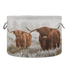 Scottish Highland Cow Cotton Rope Basket, XXX Large Collapsible Storage Baske...