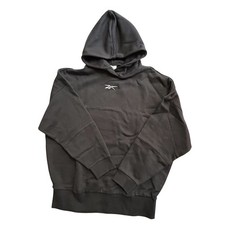 Reebok Hoodie Womens's Small Lux Oversized Pullover Sweatshirt Black Embroidered