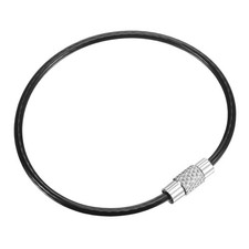 4pcs Black Wire Keychain 2x150mm Key Ring Loop Cable Coated Stainless Steel