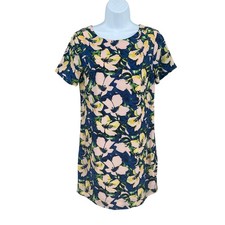 J.Crew Shift Dress Womens 4 Pink Blue Floral Short Sleeve Mini Preppy Office