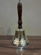 Vintage Brass Hand Bell Large School Bell Nautical Handheld Bell Gift Decor