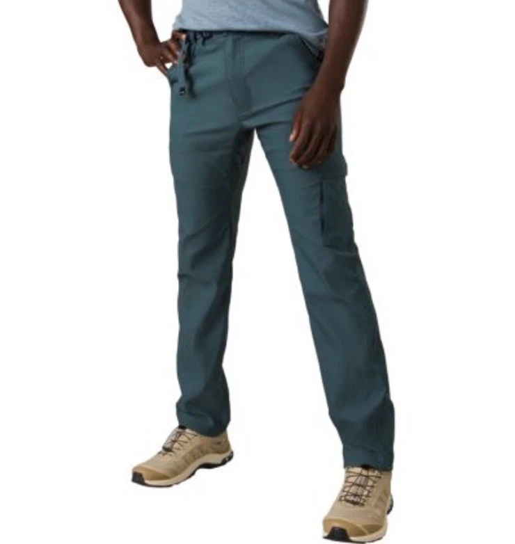 prAna Men's 42x30 Tapered Leg Stretch Zion II Pants Slim Fit Blue Gray New Cargo