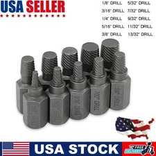 10PCS Damaged Screw Extractor 1/8- 13/32in Bolt Stud Pipes Remover with Case USA