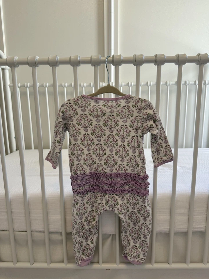 Magnetic Me Purple Floral Footie 6-9M - Image 3 of 3