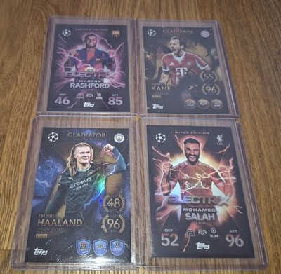 Topps Match Attax Limited Edition Gladiator & Electrix - Haaland Salah Kane ...