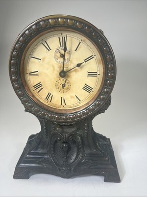 Antique Seth Thomas Metal Case Mantel Shelf Alarm Clock ~ RUNS Made in USA