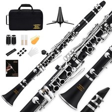 B Flat Clarinet Ebonite Nickel-Plated Hard Case - Beginner Kit with 2 Barrels 3