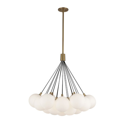 Kuzco Bolla 28'' Chandelier, Brushed Gold/Opal Glass/Clear Glass - CH3128-BG-OP
