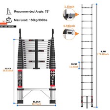5M Telescopic Ladder Stainless Steel Extendable Ladder Retractable for Home & RV