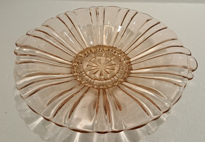 VTG Anchor Hocking Old Cafe Pink Mint Dish Bowl 8 x8 c.1930s