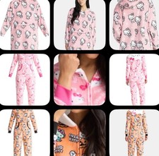 Sanrio Hello Kitty Plush Hooded Lounger/ ZipPocket Or Hooded Union Suit/Pockets