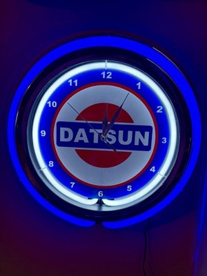 Datsun Motors Auto Garage Man Cave Store Neon Style Retro LED Clock Sign
