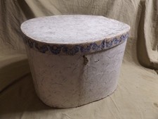Primitive Antique Oval Wallpapered Hat Box Unpapered Interior As Is Loose Bottom
