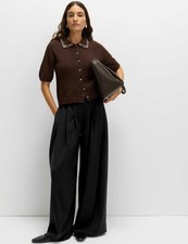 Marks & Spencer Womens Wide leg Trousers in Black - M&S