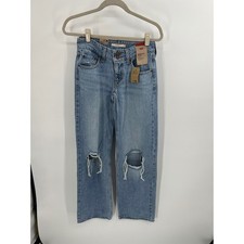 Levis Superlow Loose Jeans Light Wash Distressed Straight Leg 24x32 NWT Y2K