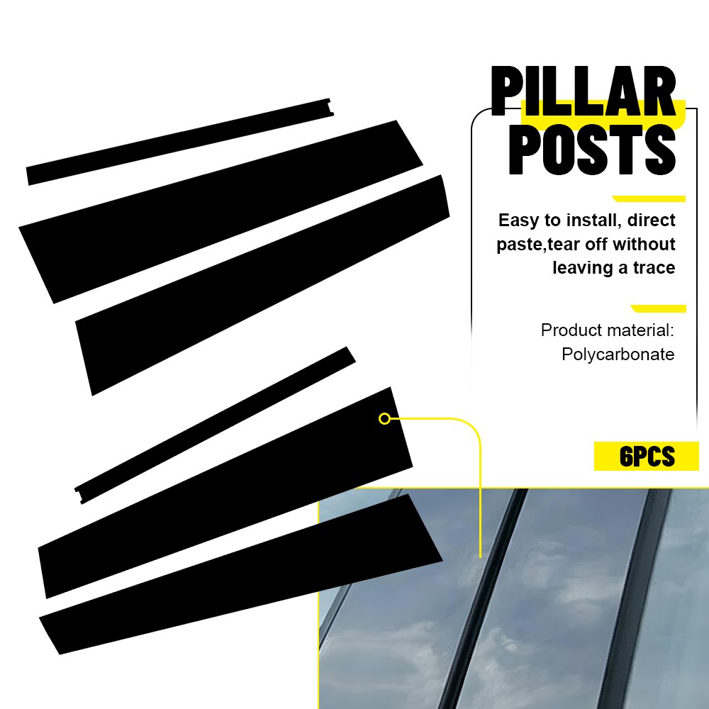 For 2018-2024 Chevy Equinox Gloss Black Door Side Window Pillar Posts Cover Trim