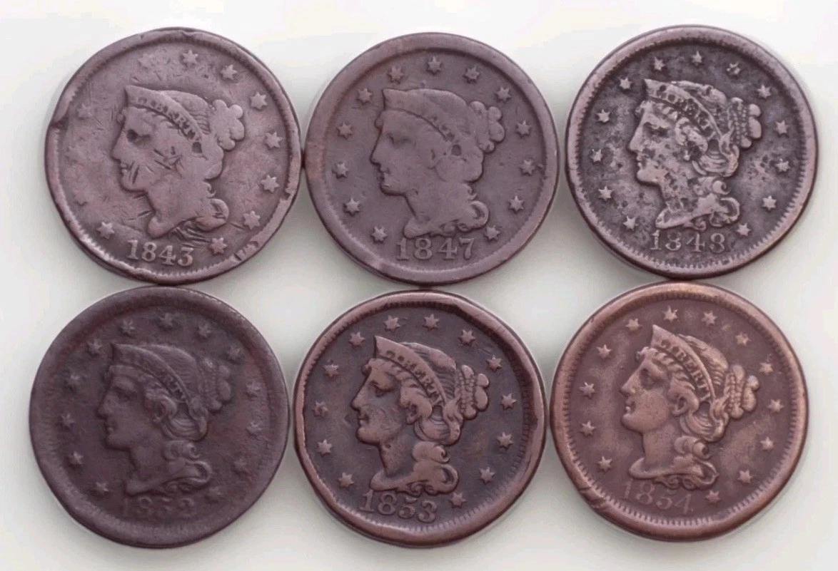 1843 Year Braided Hair Large Cents (1839-1857) for sale | eBay