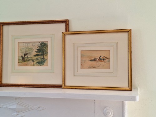 2 x Aquarelle Britische Landschaft, Schottland, gerahmt