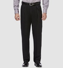 Haggar Men's Black Premium Classic-Fit Pleated-Front Khaki Pants Size 36W 30L