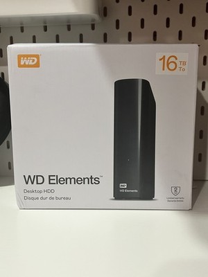 WD Elements 16TB Desktop External HDD USB 3.0 Plug-and-Play Black