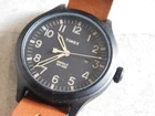 Vintage Timex Indiglo Watch WR 50M Quartz Black Bezel Leather Band RUNNING