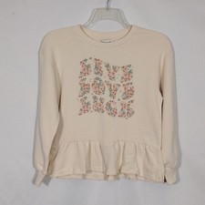 NWT Lucky Brand Girls Parchment Sweatshirt Live Love Luck Size XL