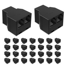 Phone Jack Splitter 1 Female To 2 Female RJ12 6P6C Black 30 Pack Units