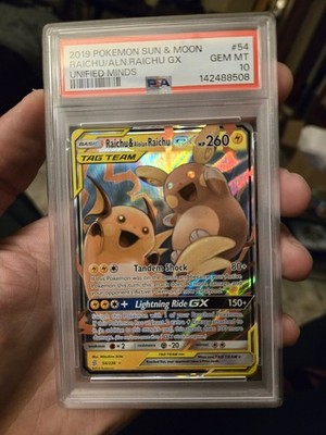 ポケモンカードゲーム Raichu & Alolan Raichu GX PSA 10 PSA 10 Pokemon Raichu & Alolan Raichu GX Unified Minds Holo Ultra