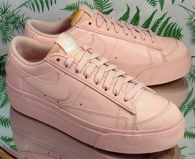 NIKE BLAZER LOW PLATFORM PINK LEATHER FASHION LACED SNEAKER SHOES US WOMENS SZ 7