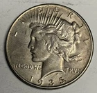 XF 1935-P Peace Silver Dollar, U.S. Coin $1