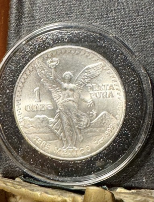 #ad 1985 1 Troy Oz Silver Mexican Libertad Coin .999 Fine PLATA PURA $99.00